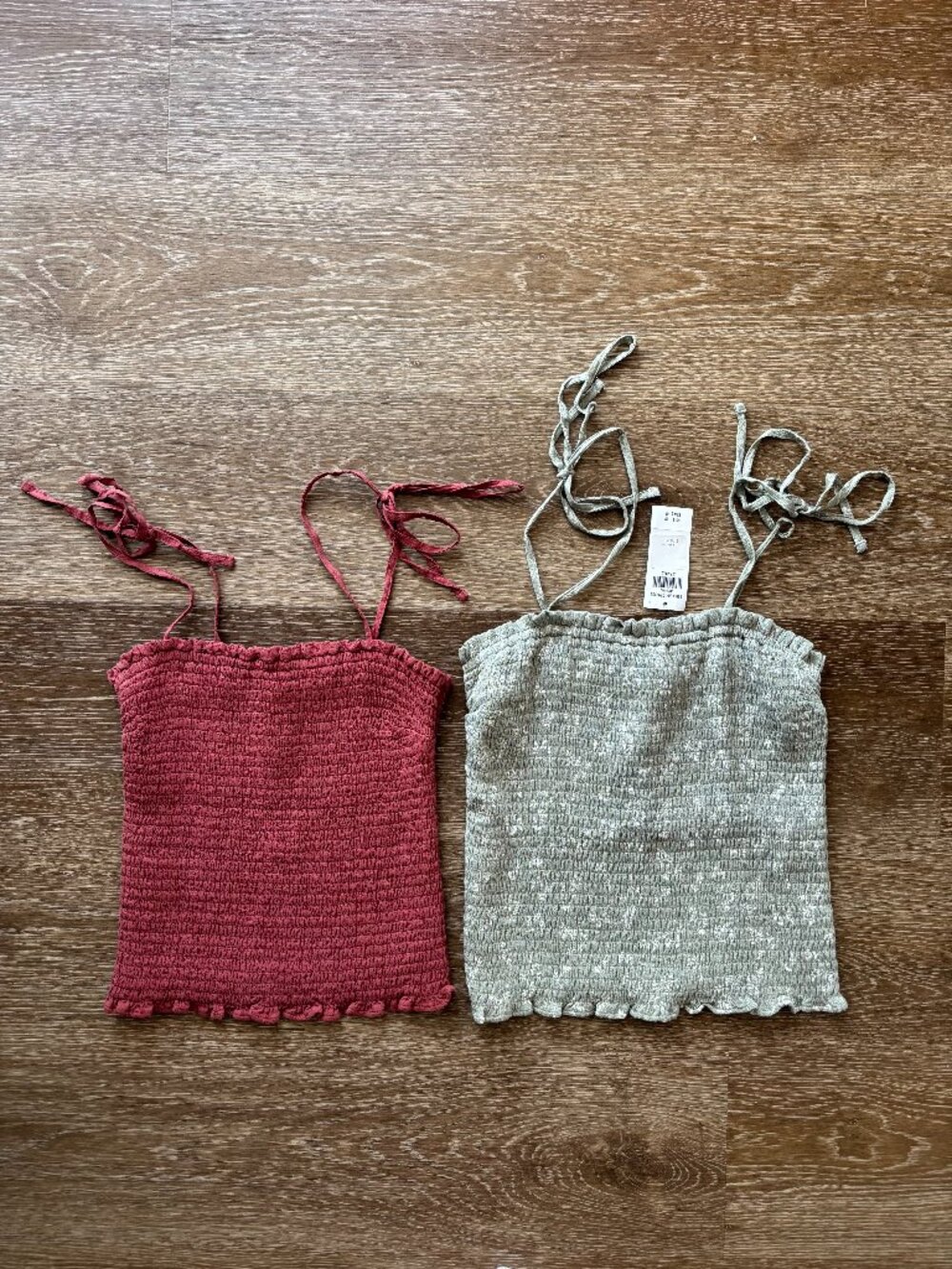 Abercrombie Smocked Tie Strap Tank Tops